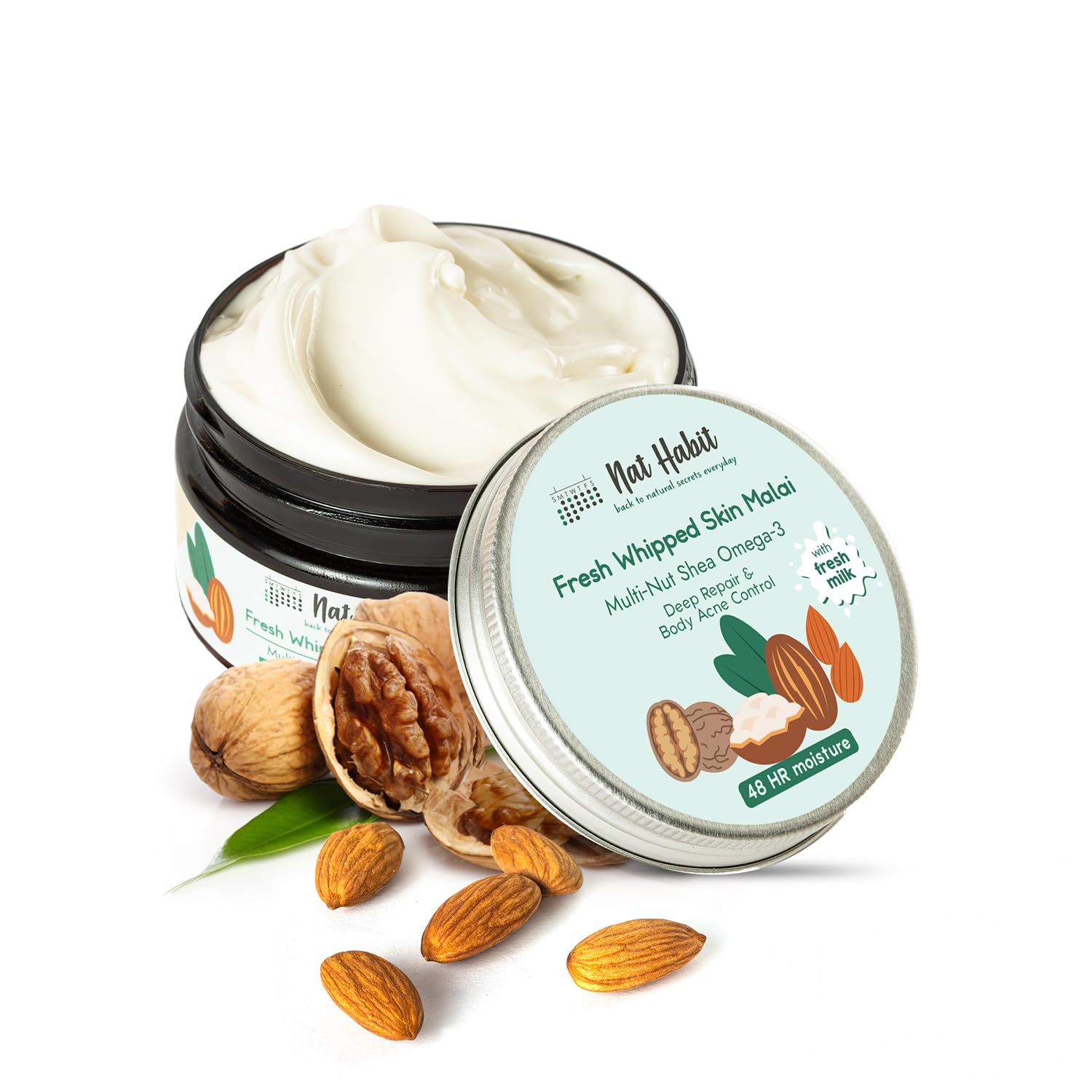 Jar of Nat Habit Multi-Nut Omega 3 moisturizing body butter
