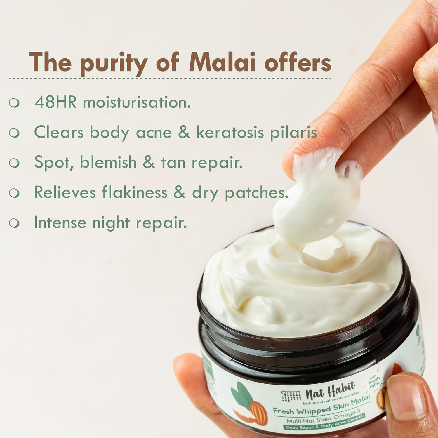 Nat Habit Multi-Nut Omega 3 Moisturiser, Skin Malai, Body Cream, Body Butter, Cold Cream Winter – view 4