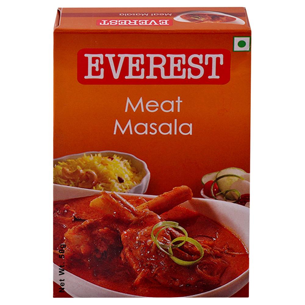 Everest Meat Masala 50g carton packaging on white background