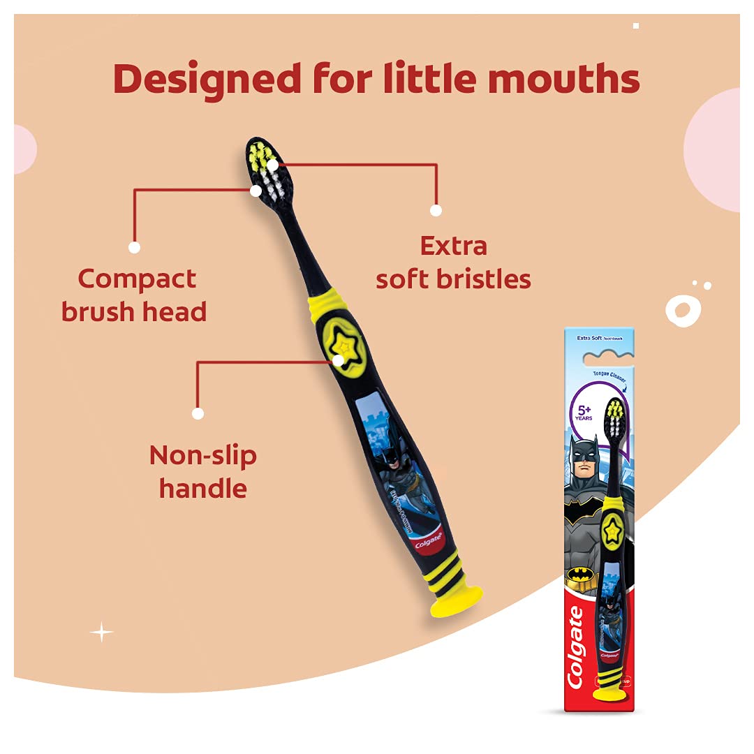Colgate Kids Cavity Protection Toothpaste for 6-9 Years, 80g, Natural Strawberry Mint Flavour, 0% Artificial substances, SLS Free, with Colgate Batman Extra Soft bristles Toothbrush 5+ years – view 6