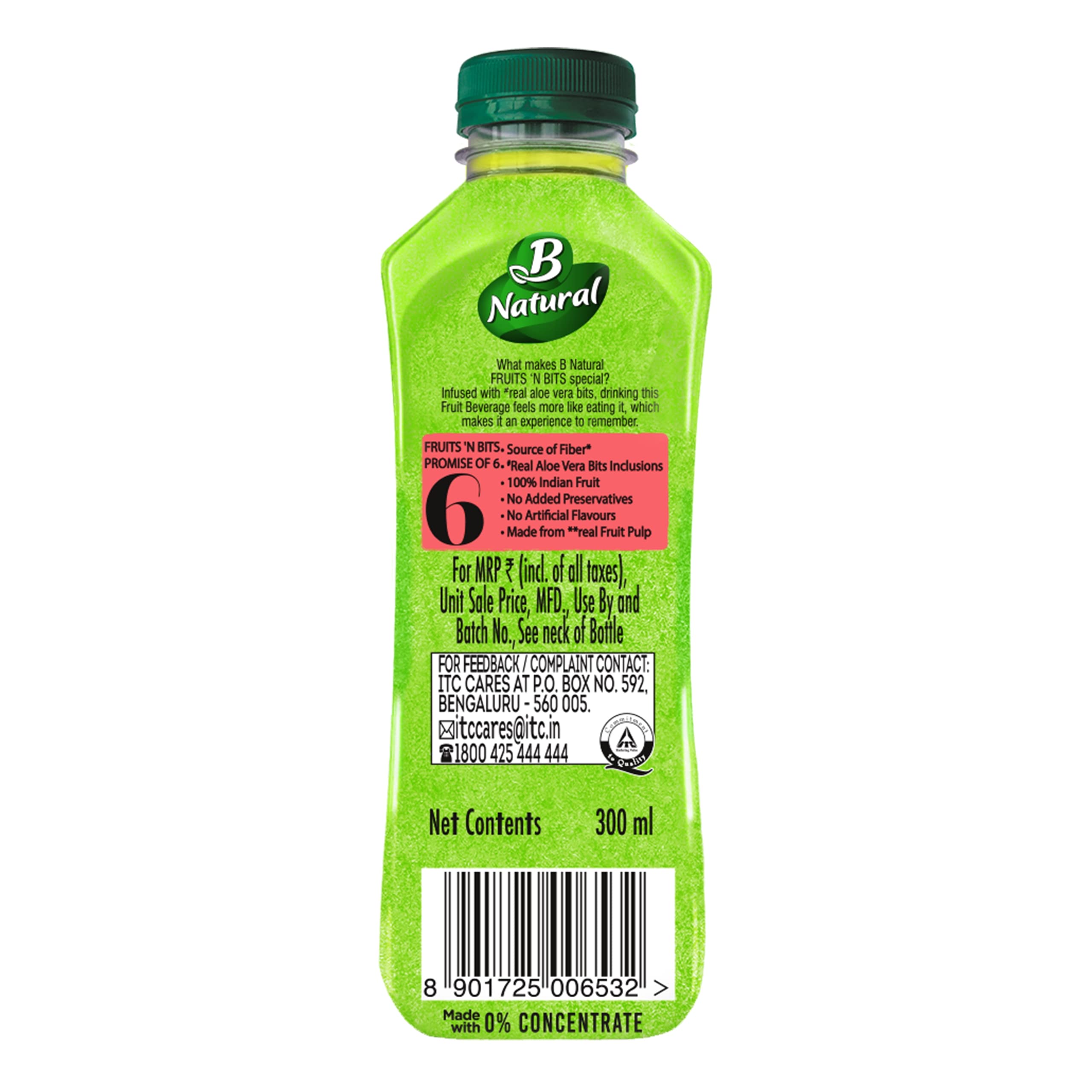 B Natural Fruits N Bits Litchi, Infused with Real Fruit Bits, 300ml, 100% Indian Fruit, 0% Concentrate, Goodness of Fiber, No Added Preservatives – view 2
