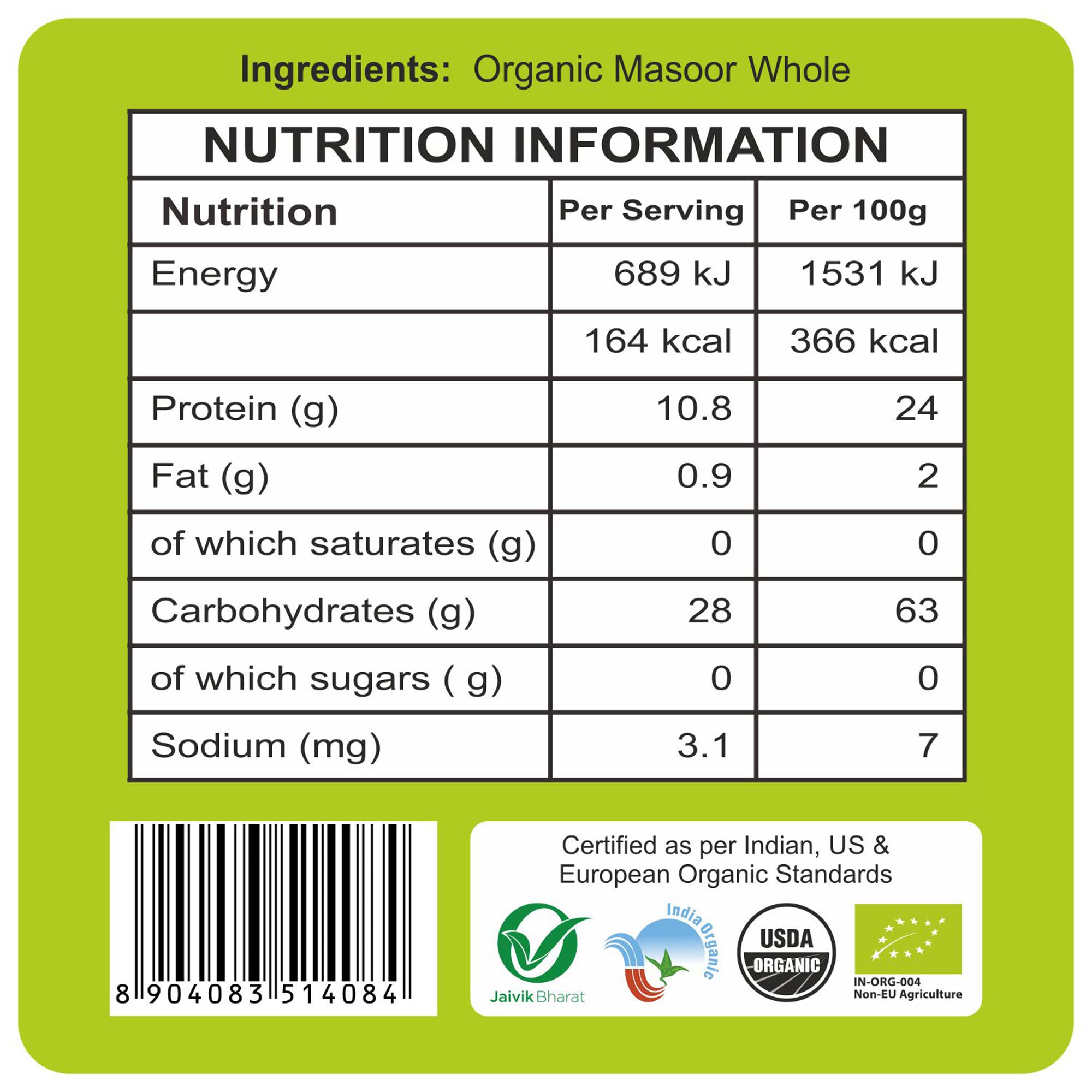 24 Mantra Organic Products Masoor Whole, 500g – view 4