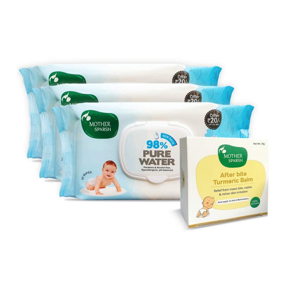 Plant based Mother Sparsh baby wipes pouch with 80 wipes