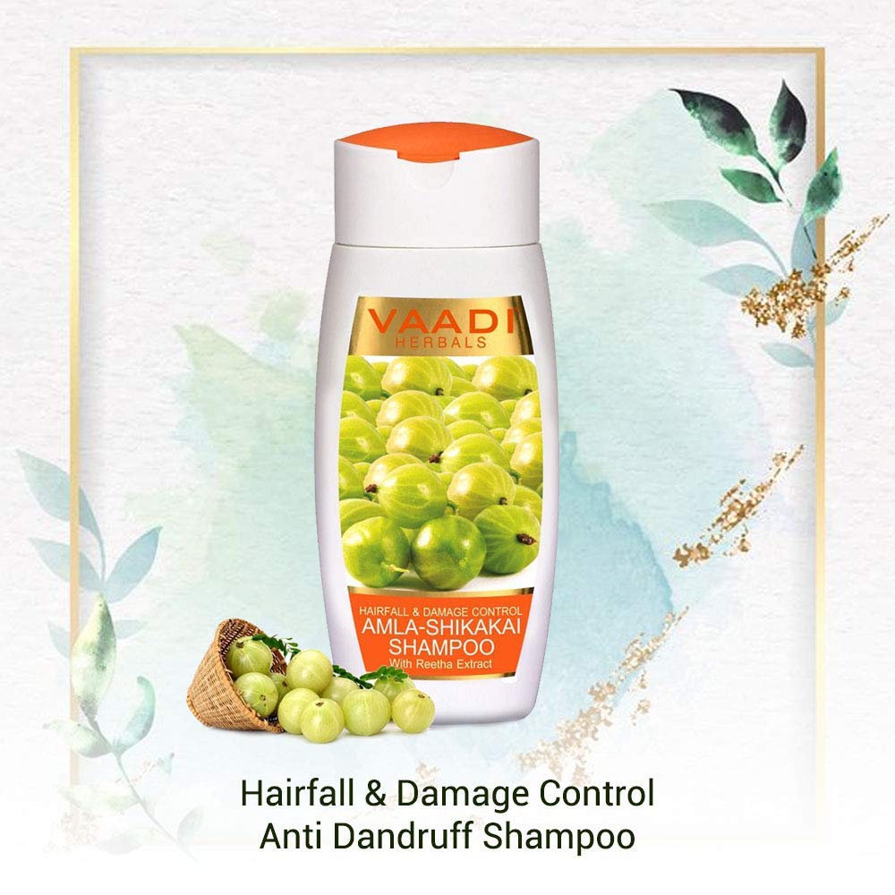 Vaadi Herbals Amla Shikakai Shampoo, Hairfall and Damage Control, 110ml x 3 – view 2