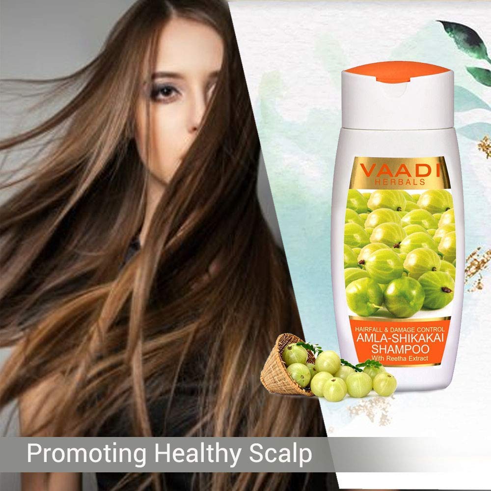 Vaadi Herbals Amla Shikakai Shampoo, Hairfall and Damage Control, 110ml x 3 – view 3