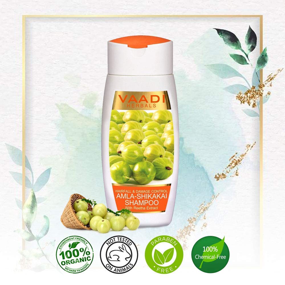 Vaadi Herbals Amla Shikakai Shampoo, Hairfall and Damage Control, 110ml x 3 – view 5