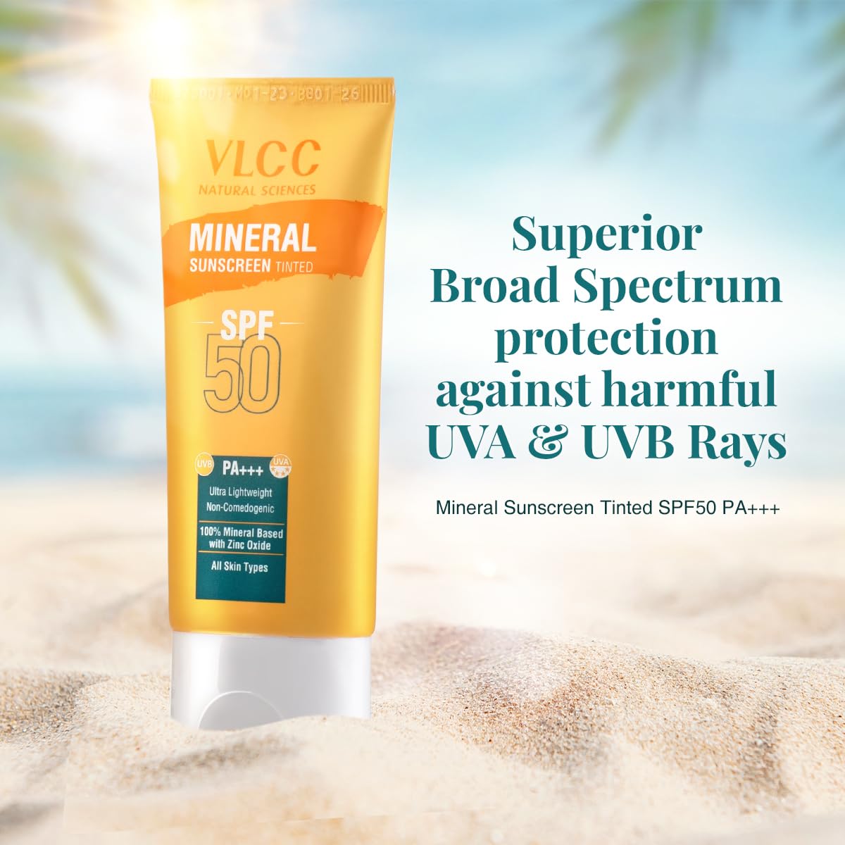 VLCC Mineral Sunscreen Tinted SPF 50 PA+++ Ultra Lightweight Non-Comedogenic (50gm) – view 3