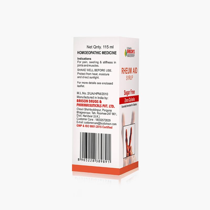 Dr. Bakshi's BAKSON'S HOMOEOPATHY RHEUM AID SYRUP (SUGAR FREE) (230 ML) – view 3