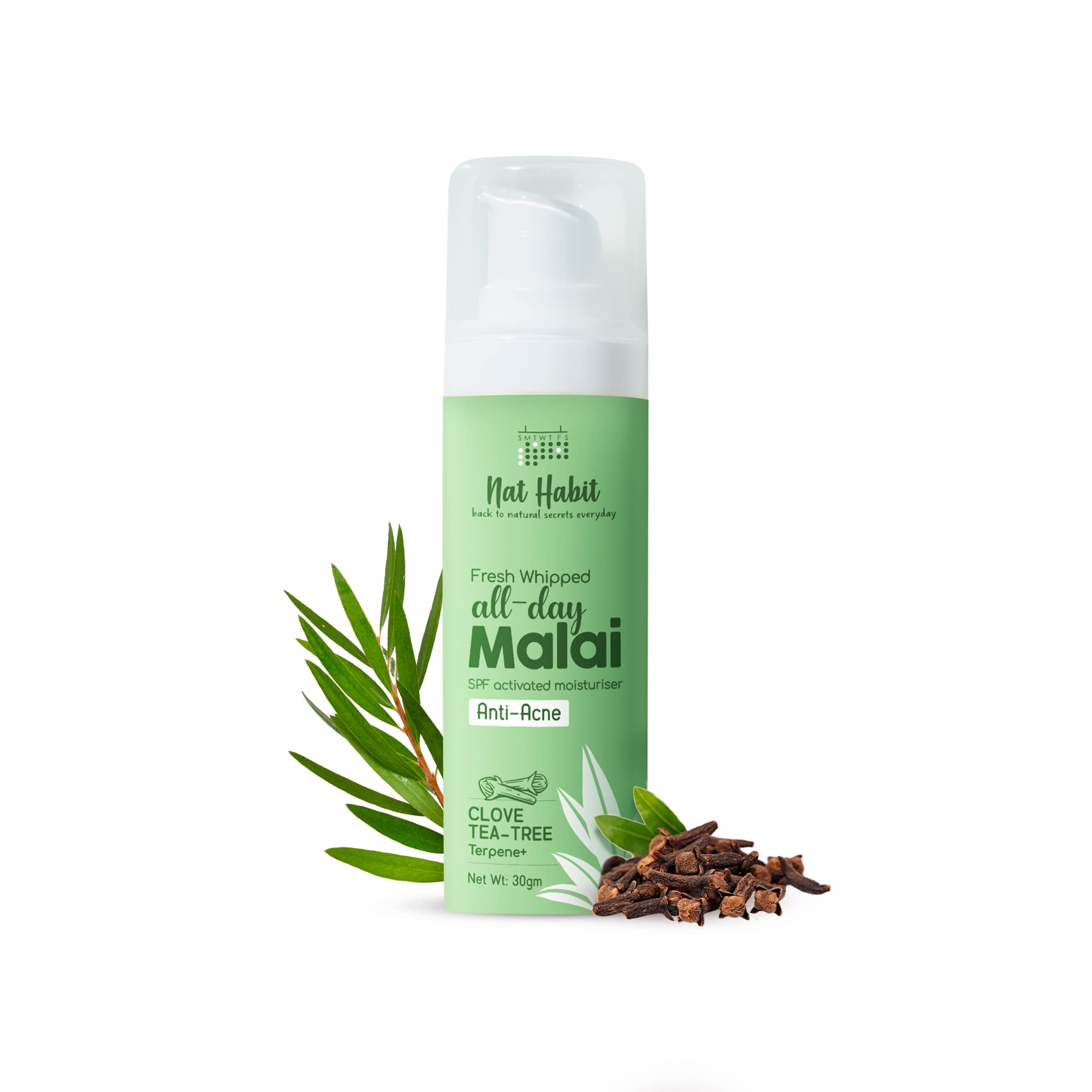 Fresh whipped anti acne face cream bottle by Nat Habit
