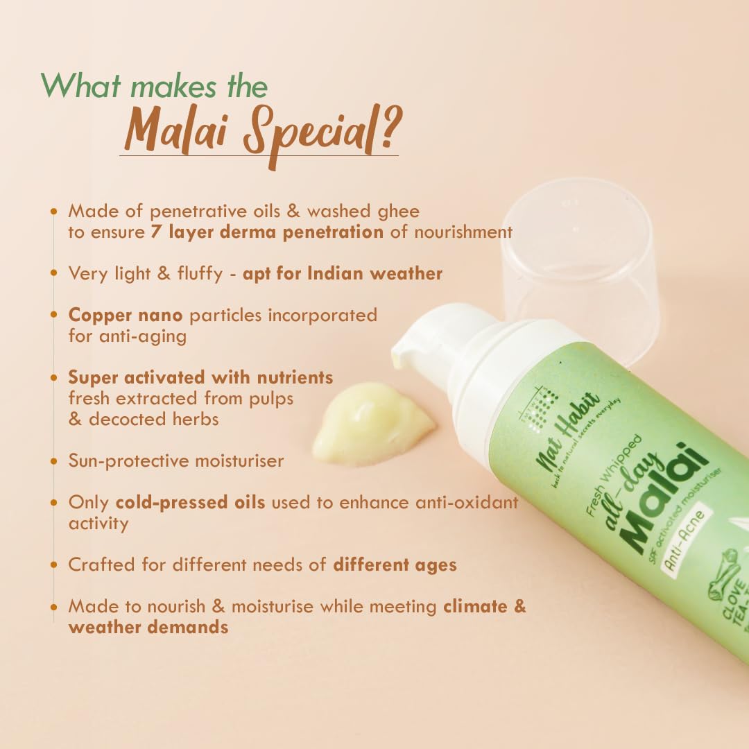 Nat Habit Fresh Whipped Face Cream, Clove Tea-Tree Terpene+ All Day Face Malai For Anti-Acne, Face Moisturisation, Acne Control & Sun Protection (30gm, Pack of 1) – view 6