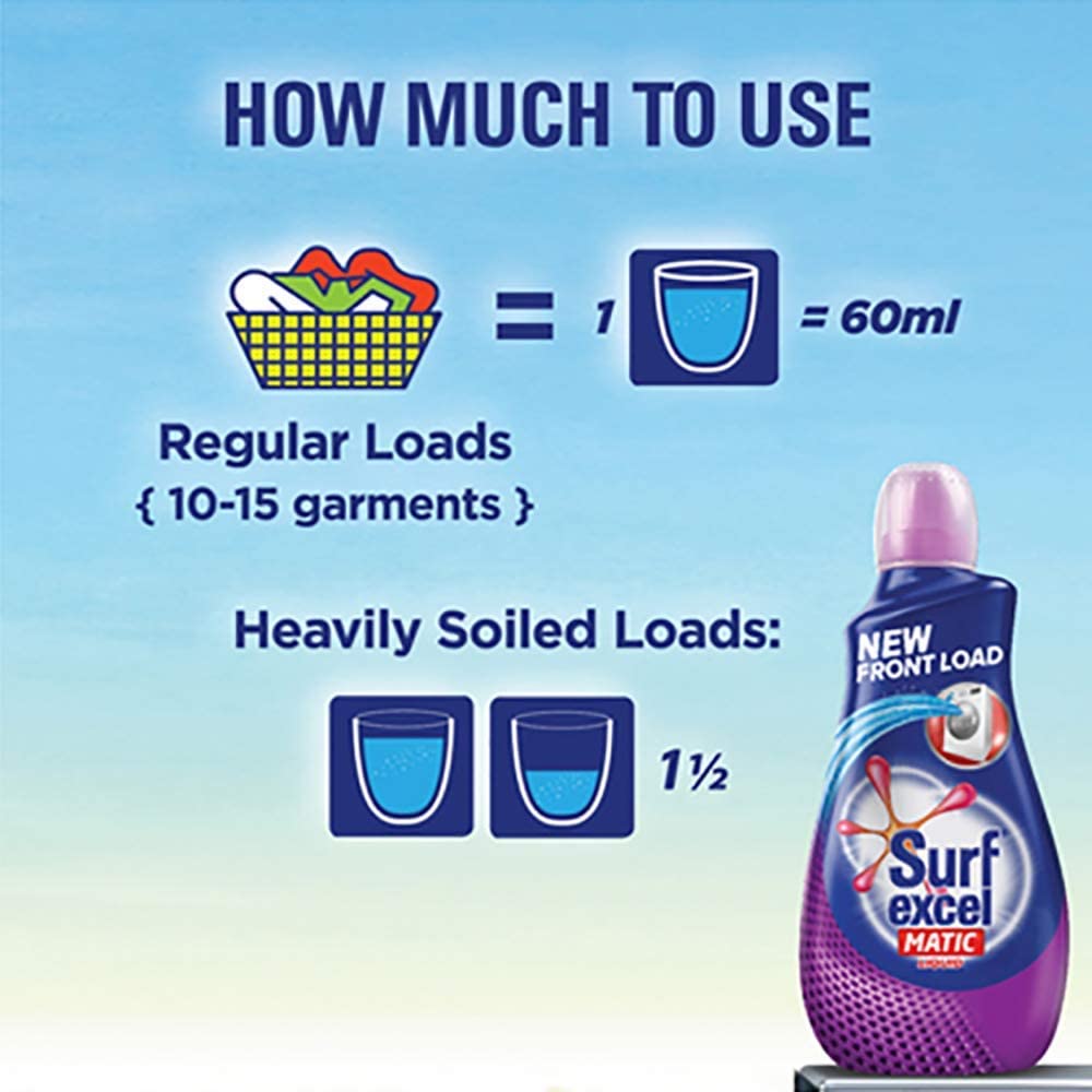 Surf Excel Matic Front Load Liquid Detergent - 500 Ml, 1 Count – view 5
