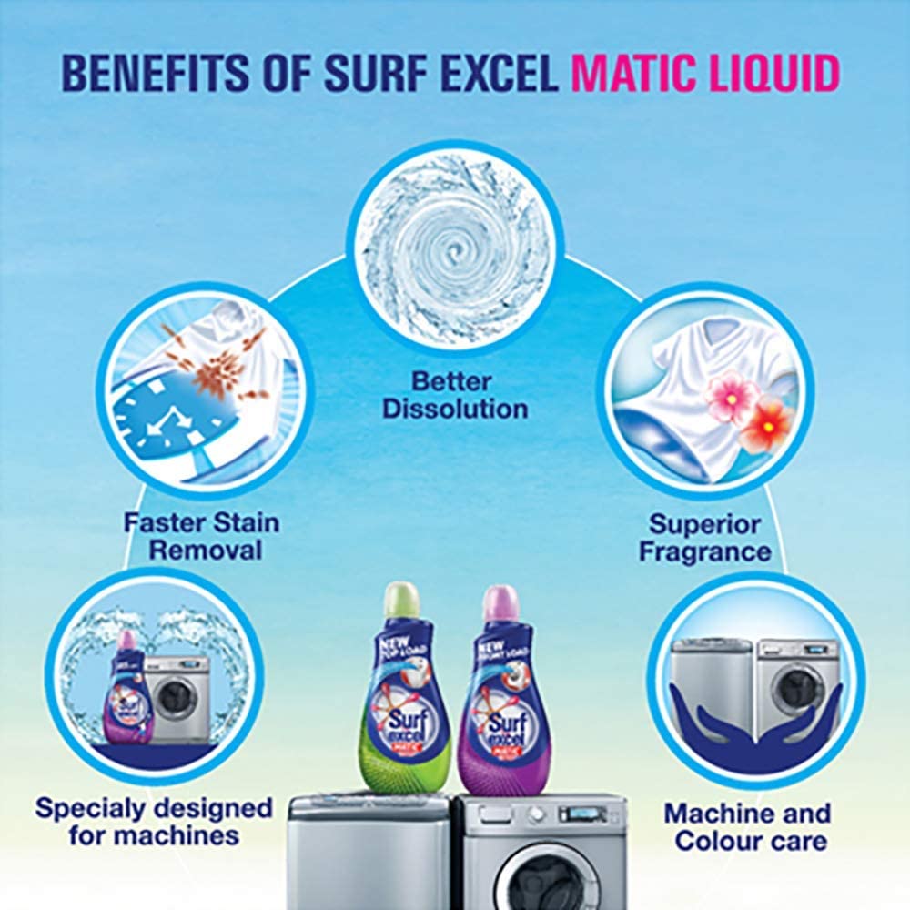 Surf Excel Matic Front Load Liquid Detergent - 500 Ml, 1 Count – view 6