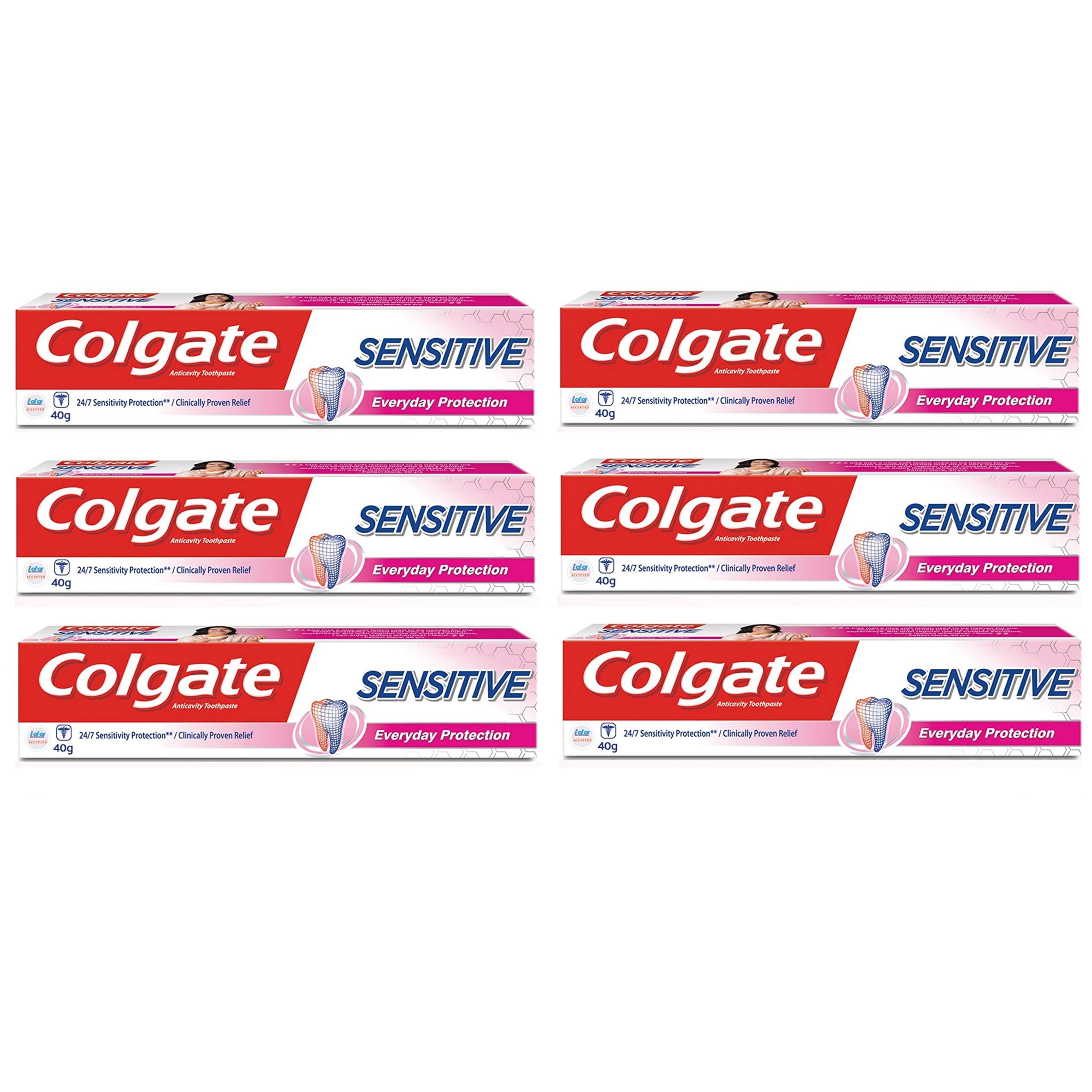 Colgate Sensitive Everyday Protection toothpaste six 40g tube pack