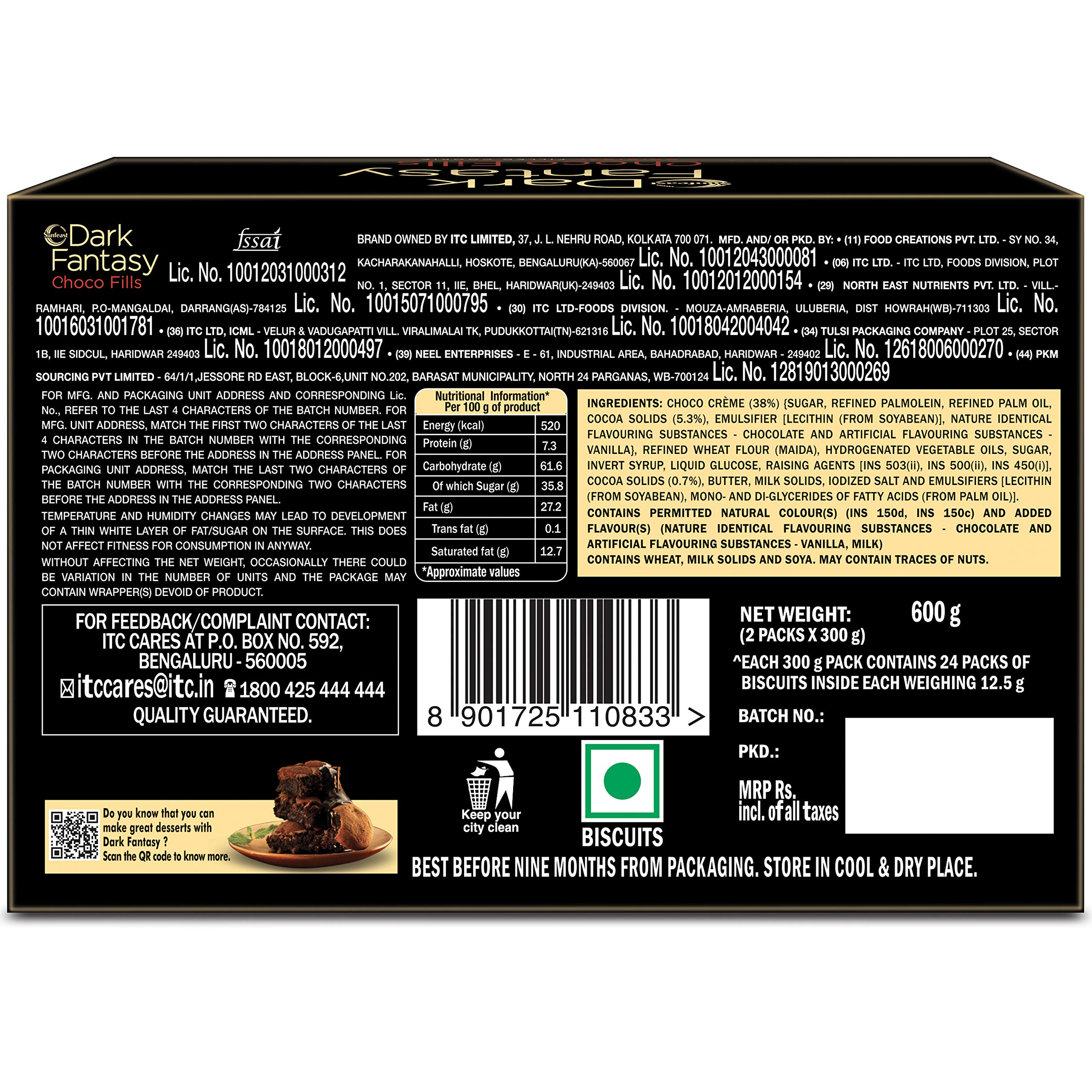 Sunfeast Dark Fantasy Choco Fills, 600g, Original Filled Cookies with Choco Crème – view 2