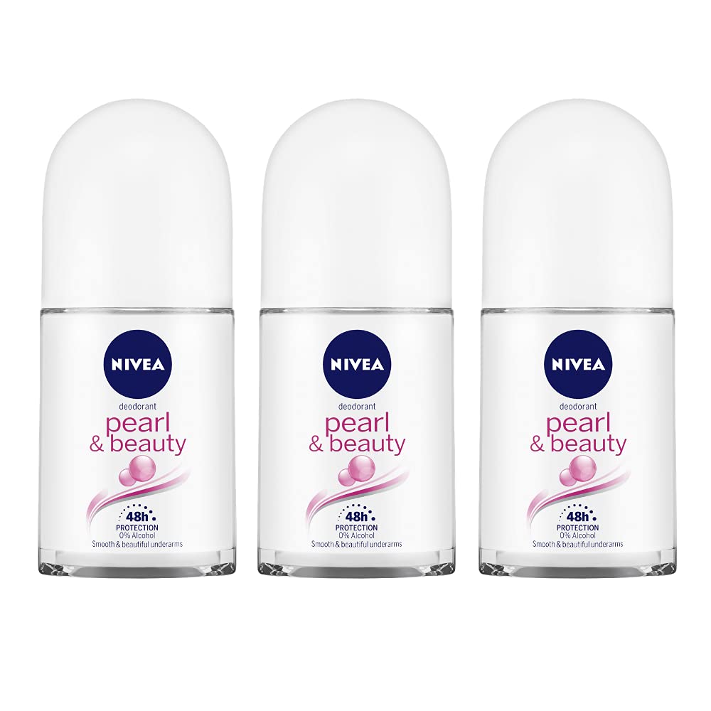 Three Nivea Pearl and Beauty 50 ml roll on deodorants