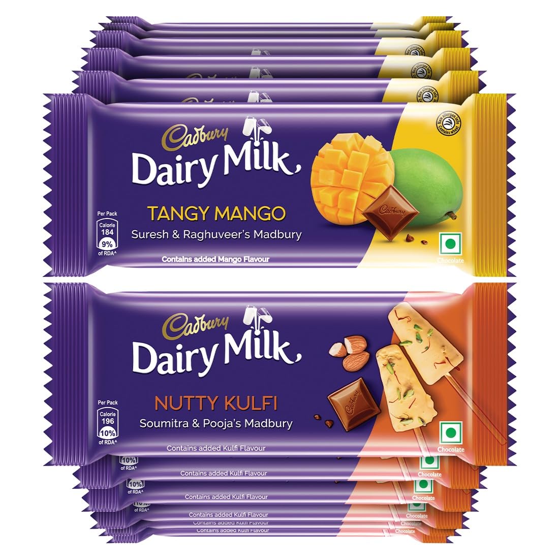 Assorted Cadbury Dairy Milk Madbury chocolate bar pack with two flavours