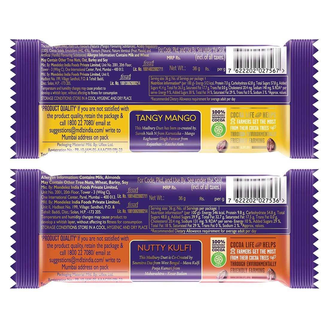 Cadbury Dairy Milk Tangy Mango Madbury (Pack of 6) & Nutty Kulfi Madbury (Pack of 6) Chocolate Bar, 36 g (Pack of 12) – view 4