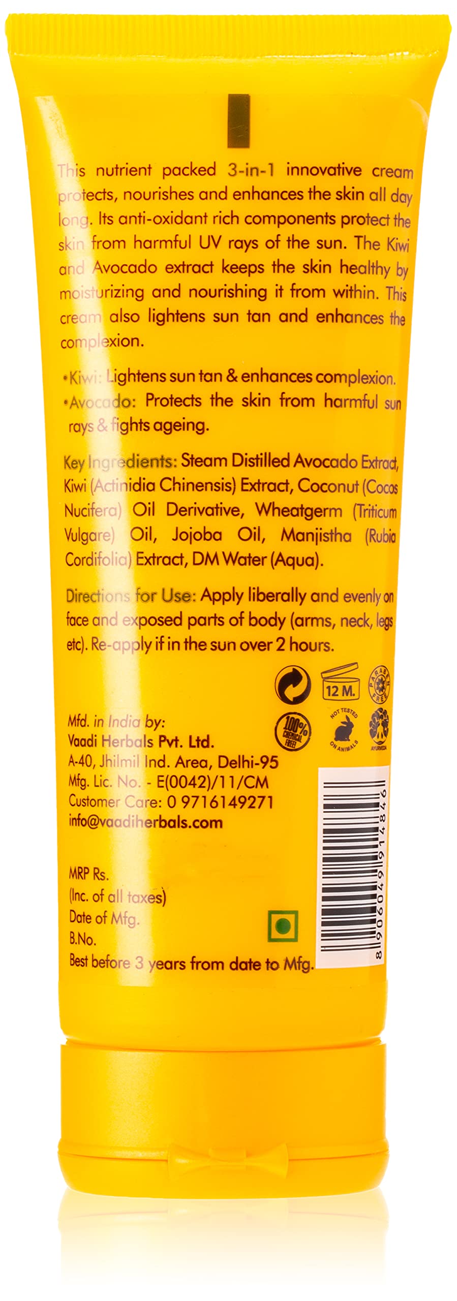 Vaadi Herbals Sunscreen Cream SPF-25, 110g – view 2