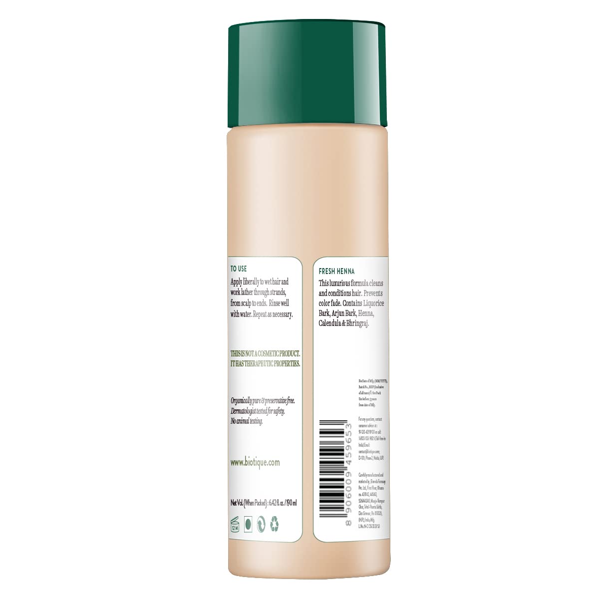 Biotique Fresh Henna Color Protect Shampoo & Conditioner For Color Treated Hair, 190 ML – view 2