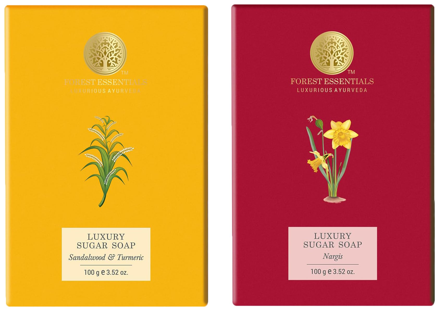 Forest Essentials luxury sugar soap combo with Sandalwood and Nargis