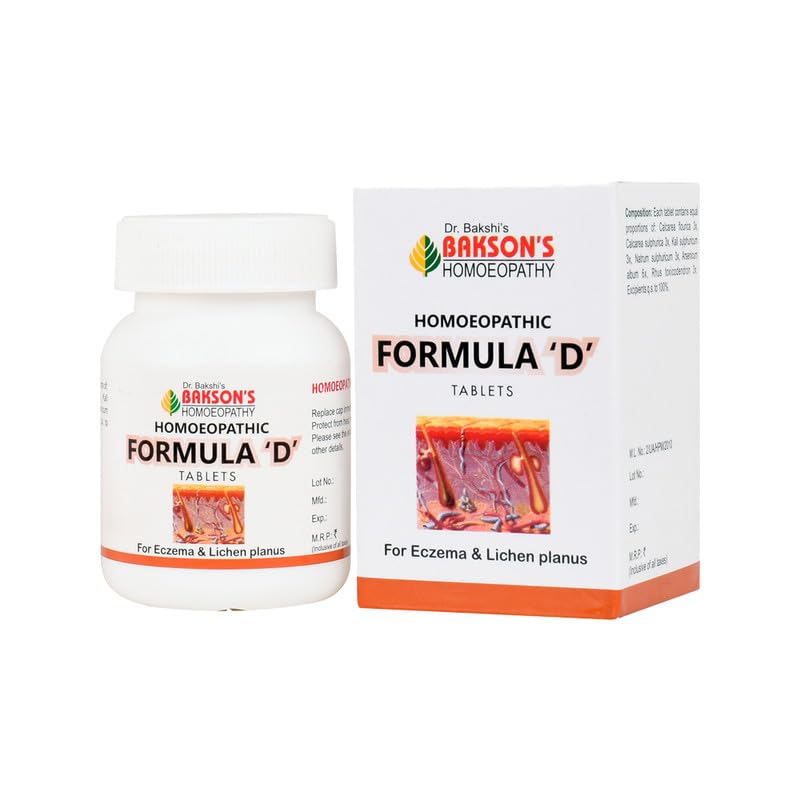 Front pack of Bakson Formula D homeopathic tablets, 75 tablets