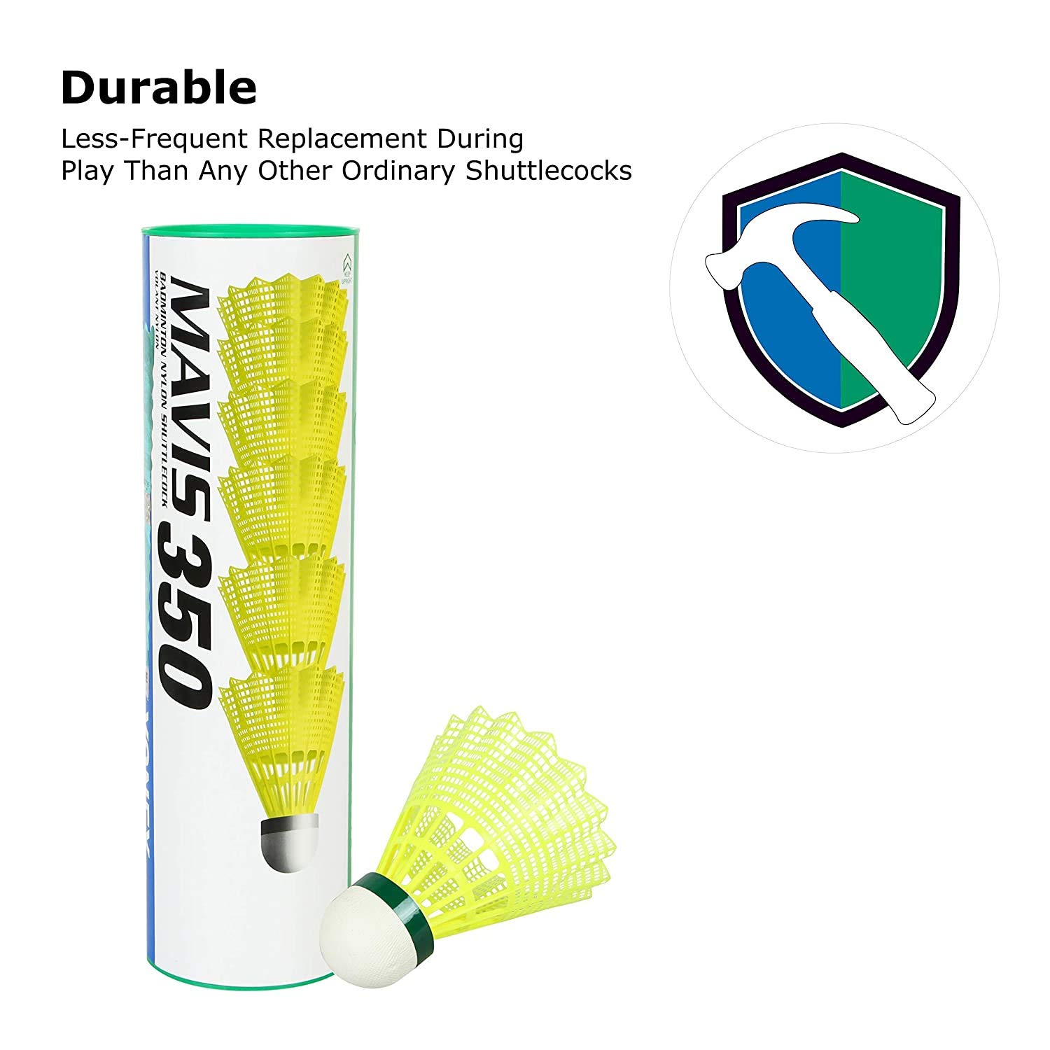Yonex Mavis 350 Green Cap Nylon Shuttlecock (Yellow) – view 5