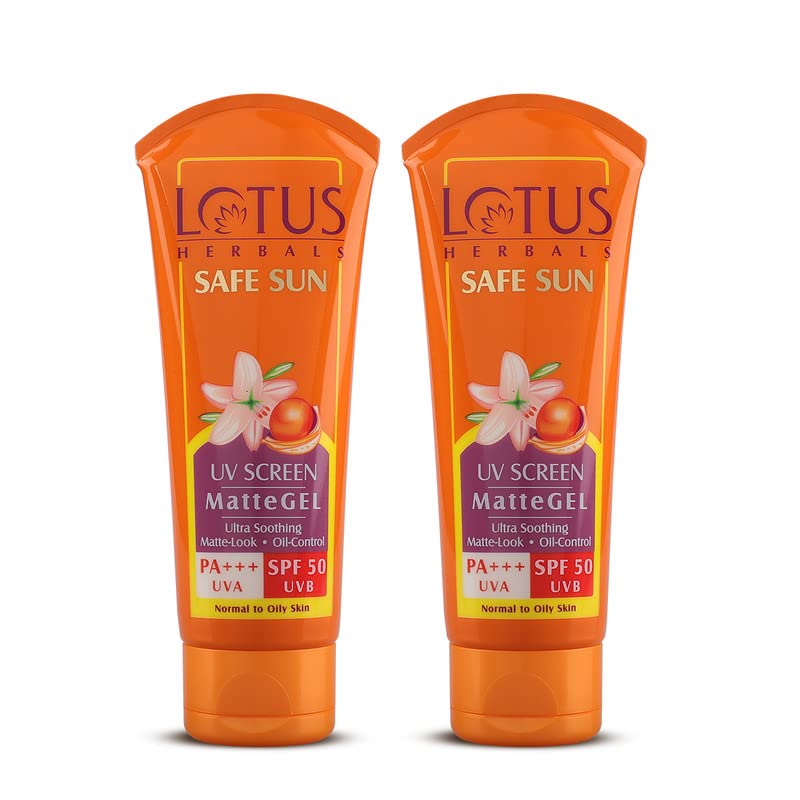 Lotus Herbals SPF 50 PA+++ matte gel sunscreen pack of two