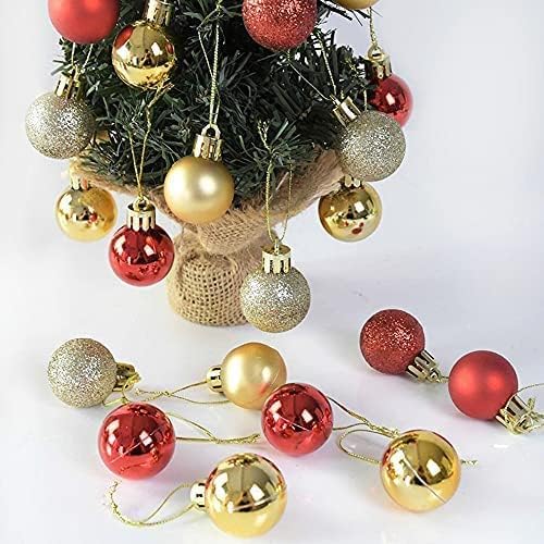 Red and golden round glitter ball ornaments for Christmas tree decor
