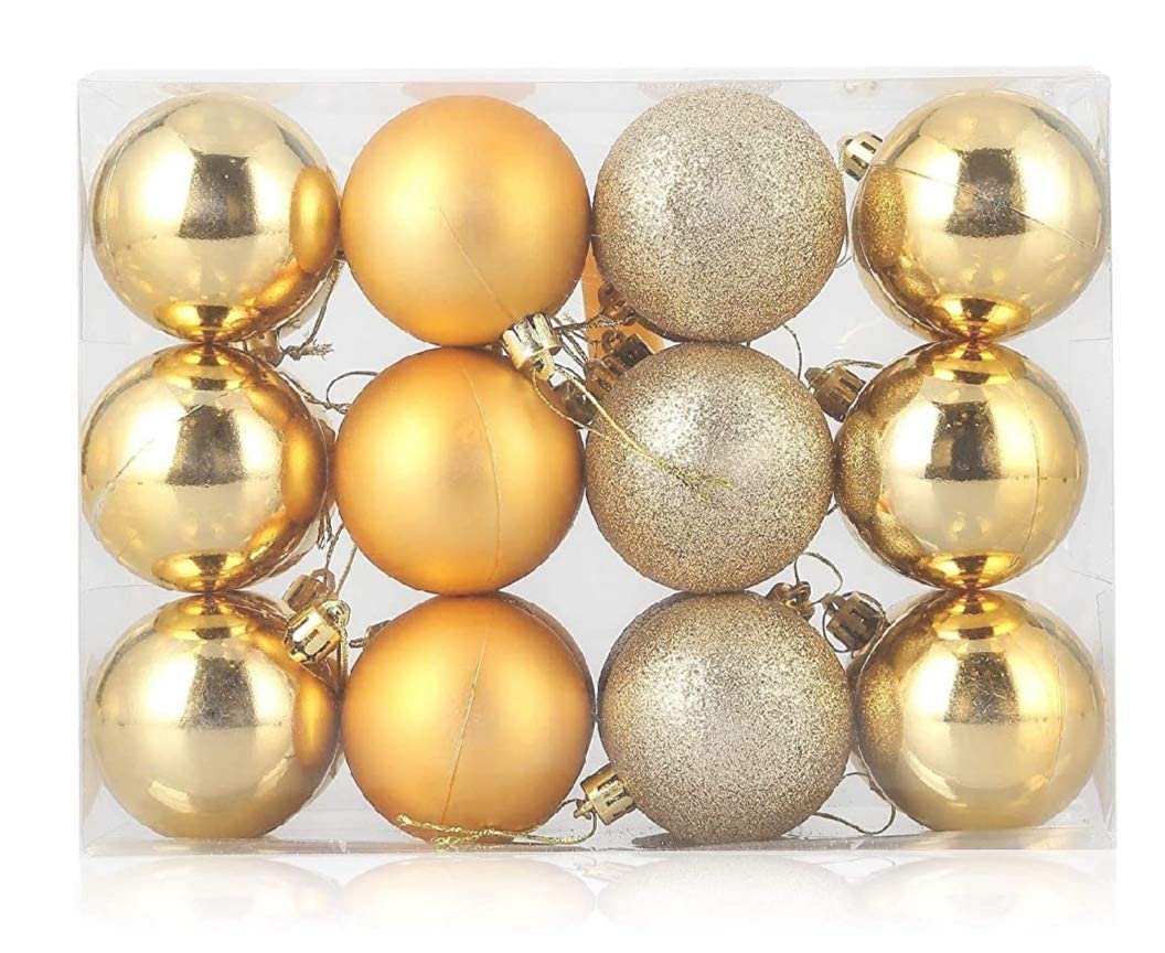 VR Creatives Pack of 24 Red and Golden Glitter Shiny Balls Beautiful Christmas Balls Christmas Xmas Tree Hanging Balls Ornaments for Xmas Christmas Party Decoration Item – view 2