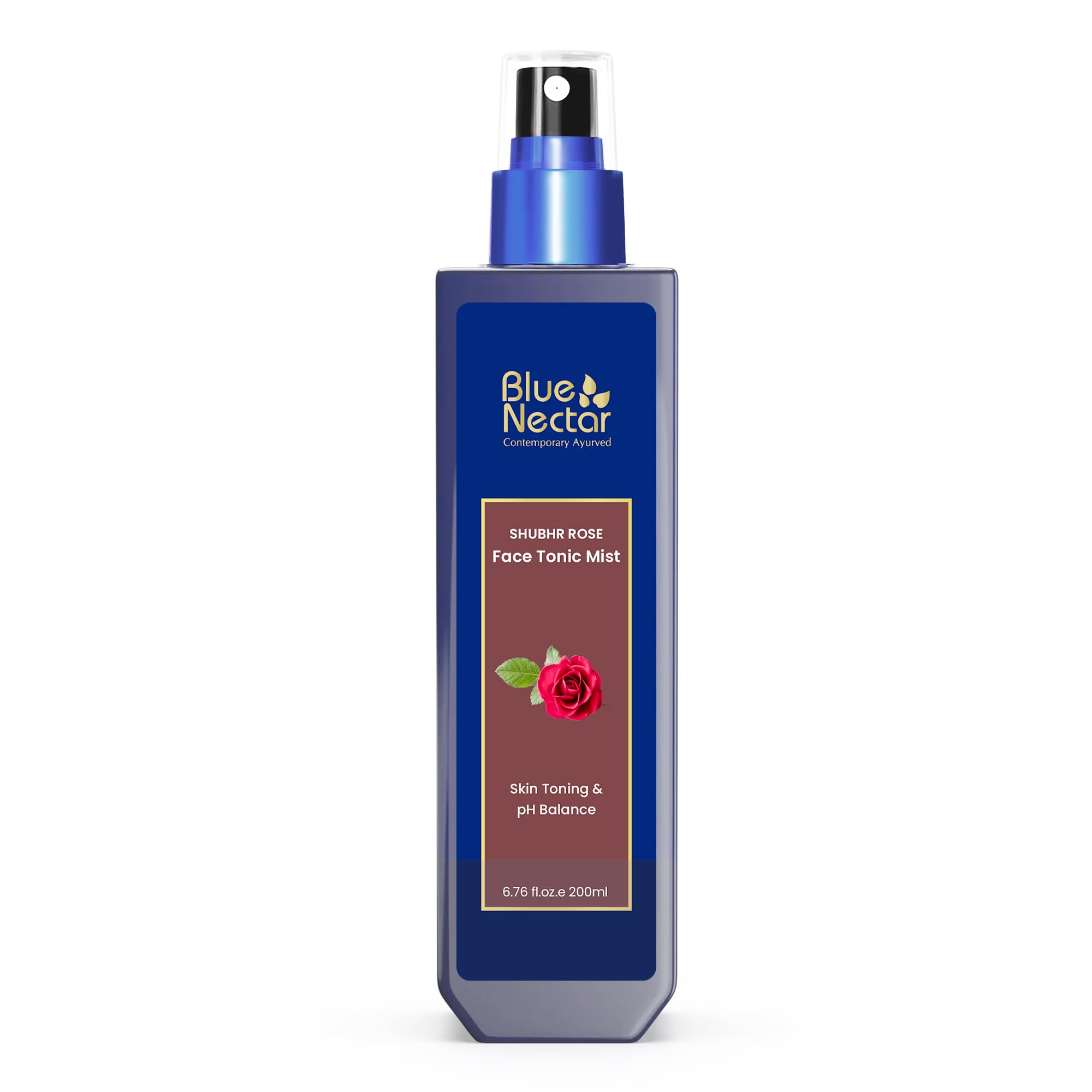 Blue Nectar steam-distilled rose water face mist spray bottle