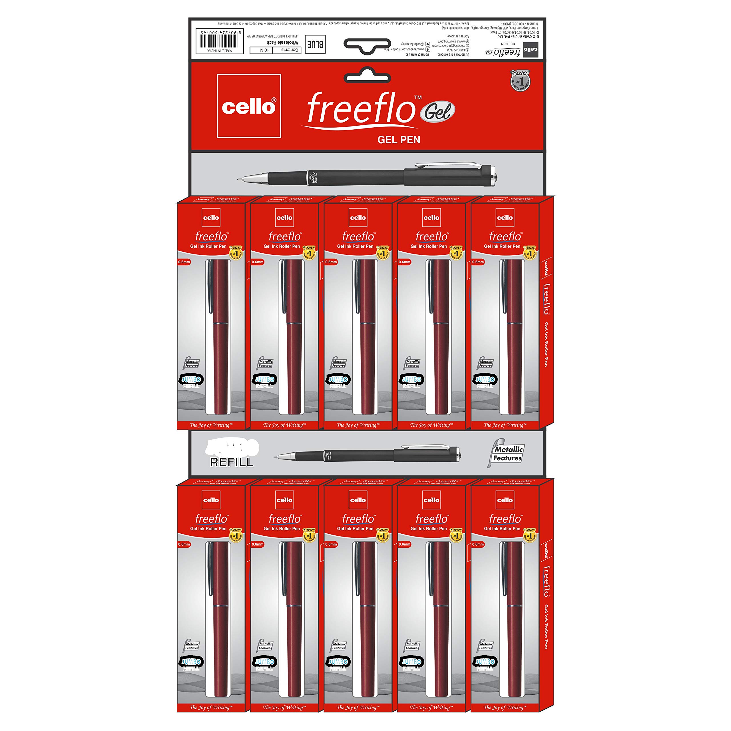 Cello Freeflo Roller Pen - Pack of 10 (Blue) – view 3