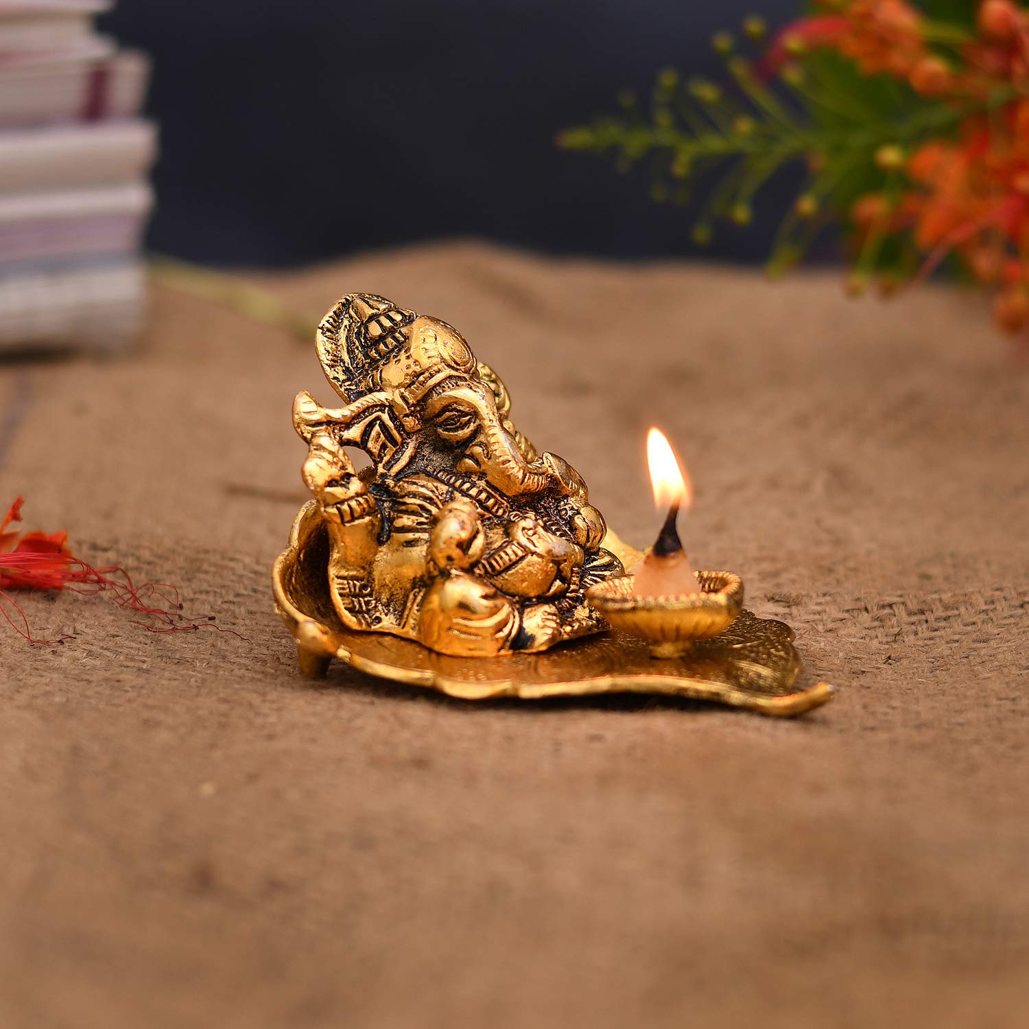 Collectible India 5 Ganesh Diya for Pooja - Diwali Decoration Items, Wedding Anniversary Housewarming Corporate Gift – view 3