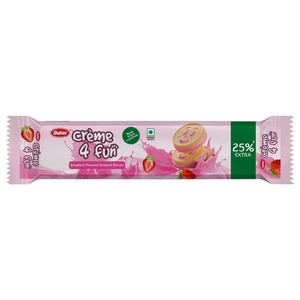 Pack of Dukes strawberry flavoured sandwich cream biscuits