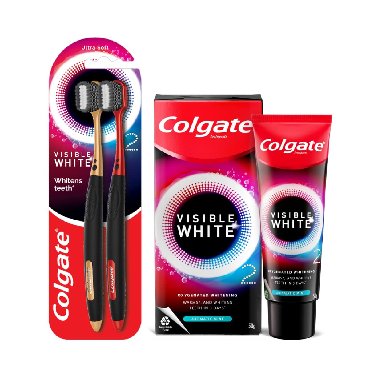 Colgate Visible White O2 Aromatic Mint toothpaste 50g pack shot