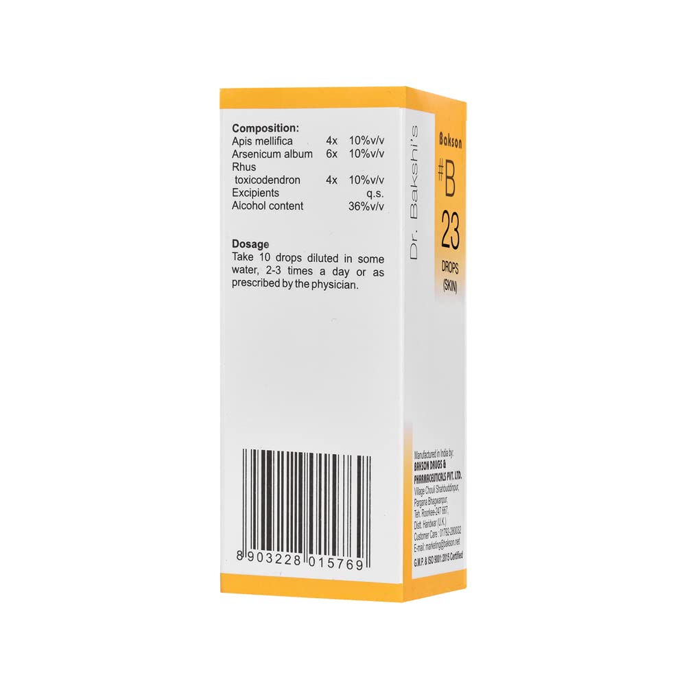 Dr. Bakshi's BAKSON'S HOMOEOPATHY # B 23 Skin Drops (30 ml) – view 3