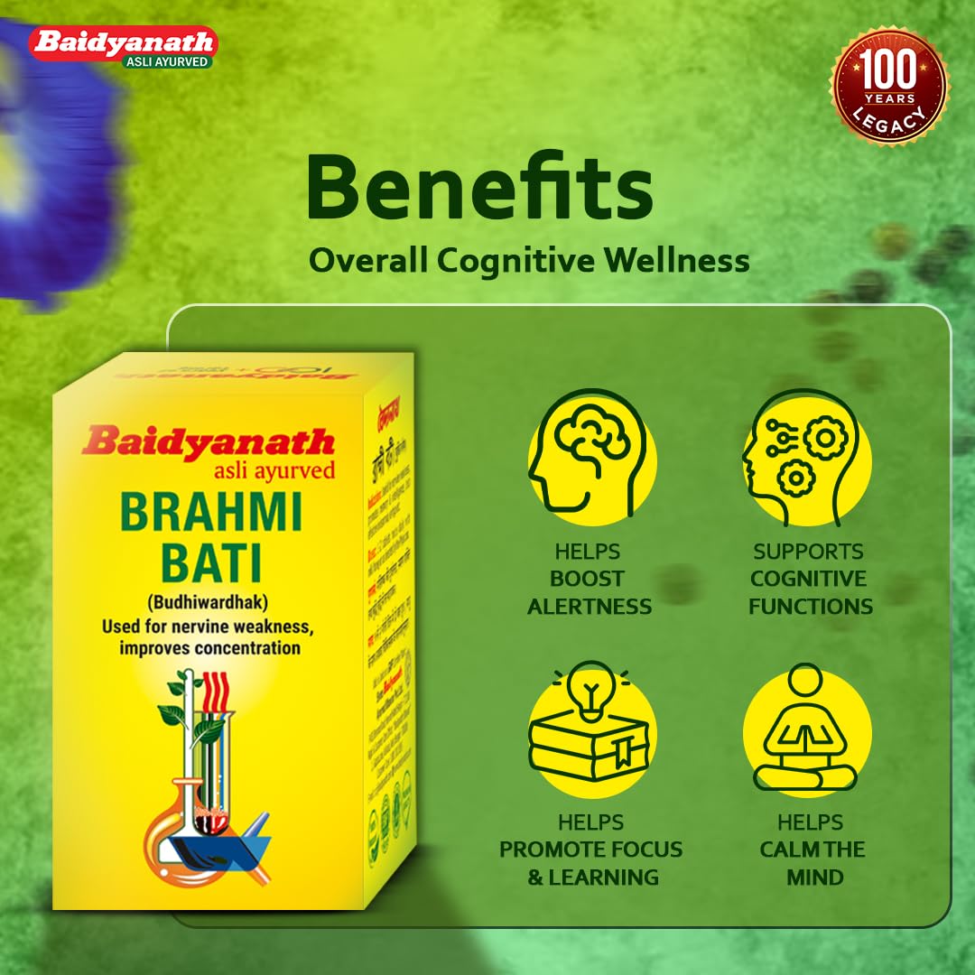 Baidyanath Brahmi Bati - Memory Booster and Helps Relieve Stress - 30 Tablets (Pack of 2) – view 6