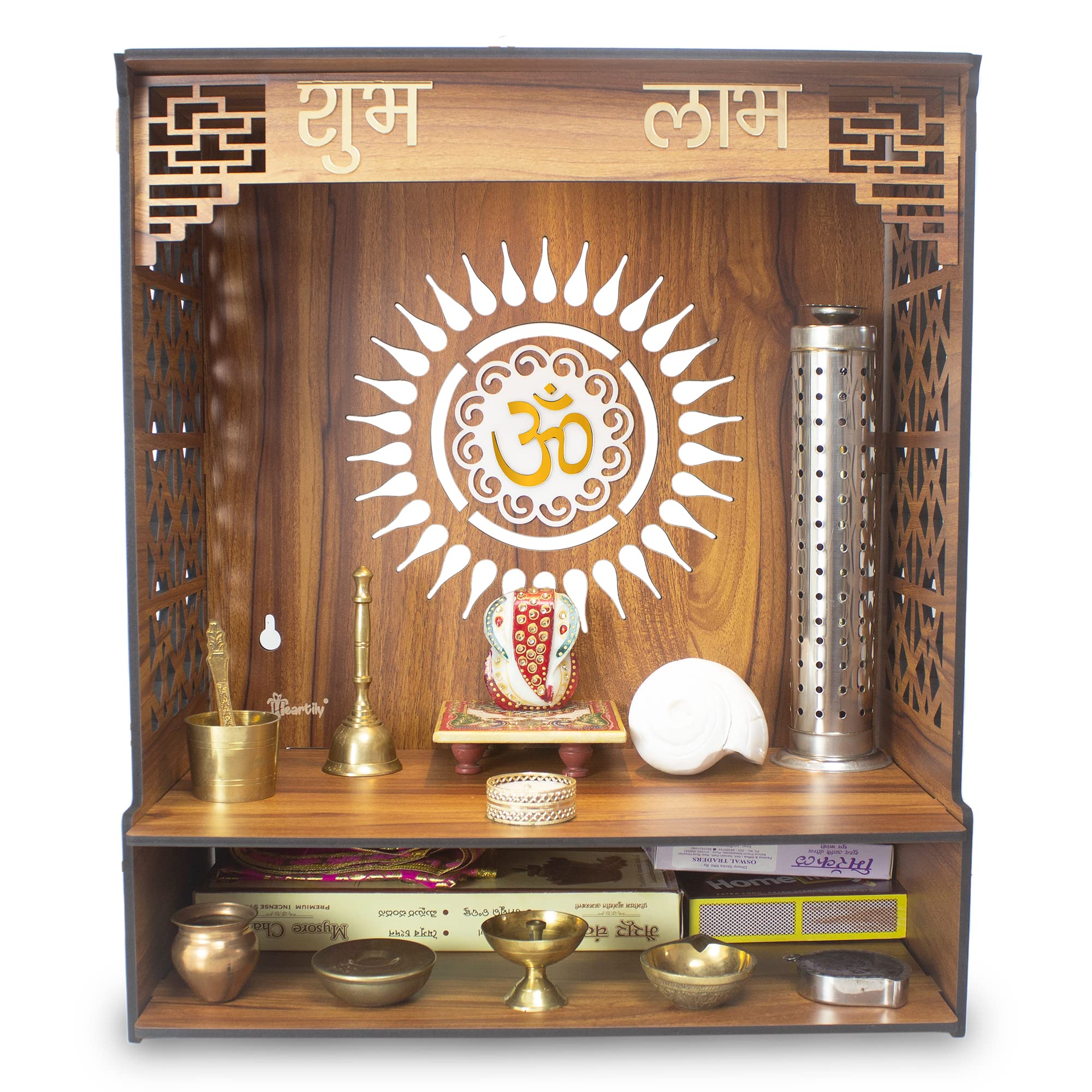 Heartily Shlok Beautiful Wooden Pooja Mandir for Home or Puja Temple Stand for Office and Shops with Led spot Light (H- 18, L- 16, W-8.75 Inch) – view 5