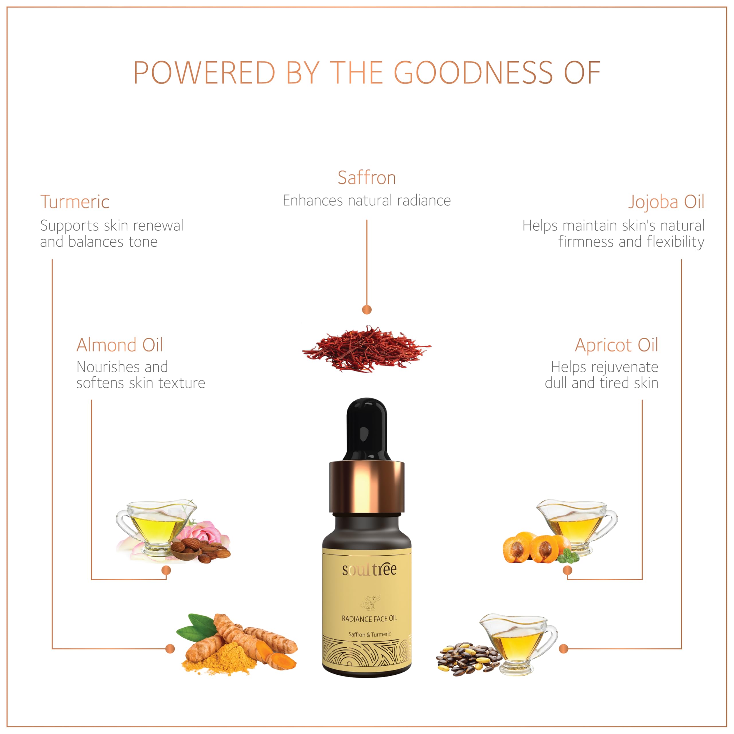 SoulTree Radiance Face Oil with Saffron & Turmeric - Boosts Natural Glow, Hydrates & Nourishes Dull Skin - 10ml – view 2