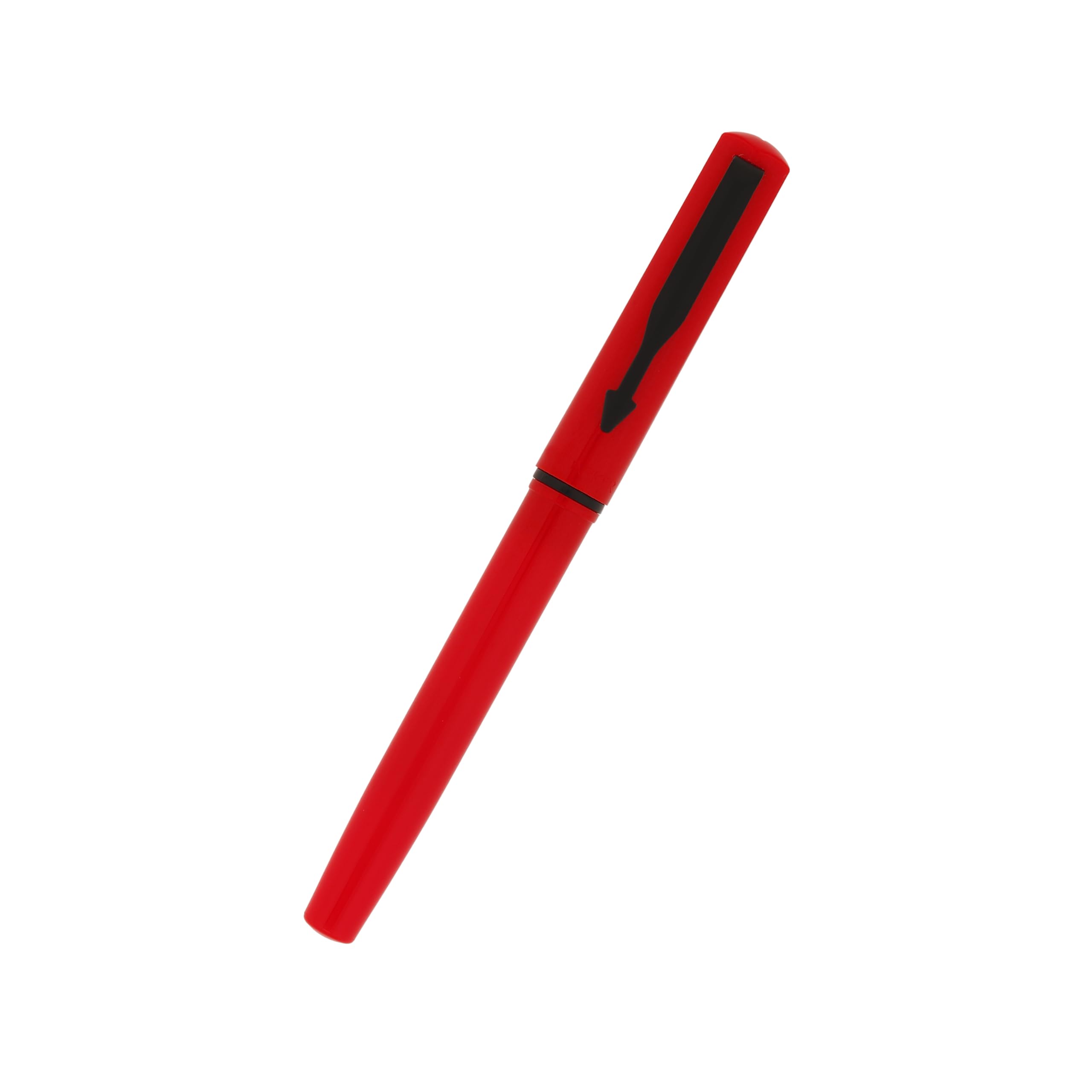 Parker red ball pen with chrome trim and blue ink