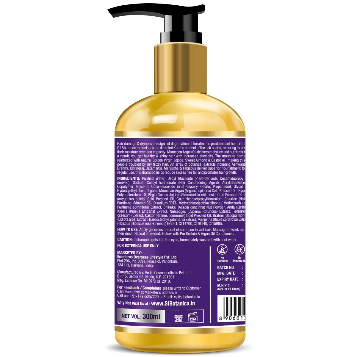 St.Botanica Pro Keratin & Argan Shampoo 300ml with Pro Keratin & Argan Oil that Smoothens and Hydrates Dry & Frizzy Hair – view 2
