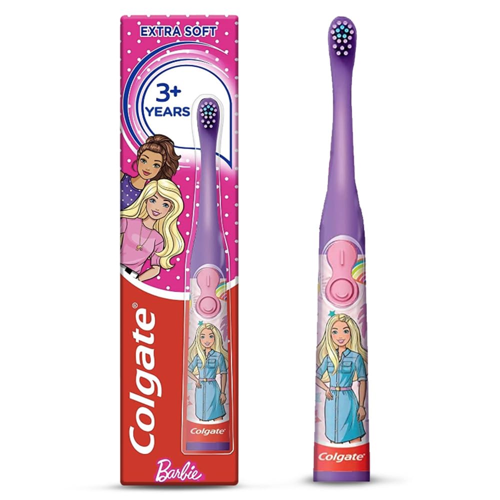 Colgate Barbie electric toothbrush for kids with extra soft bristles