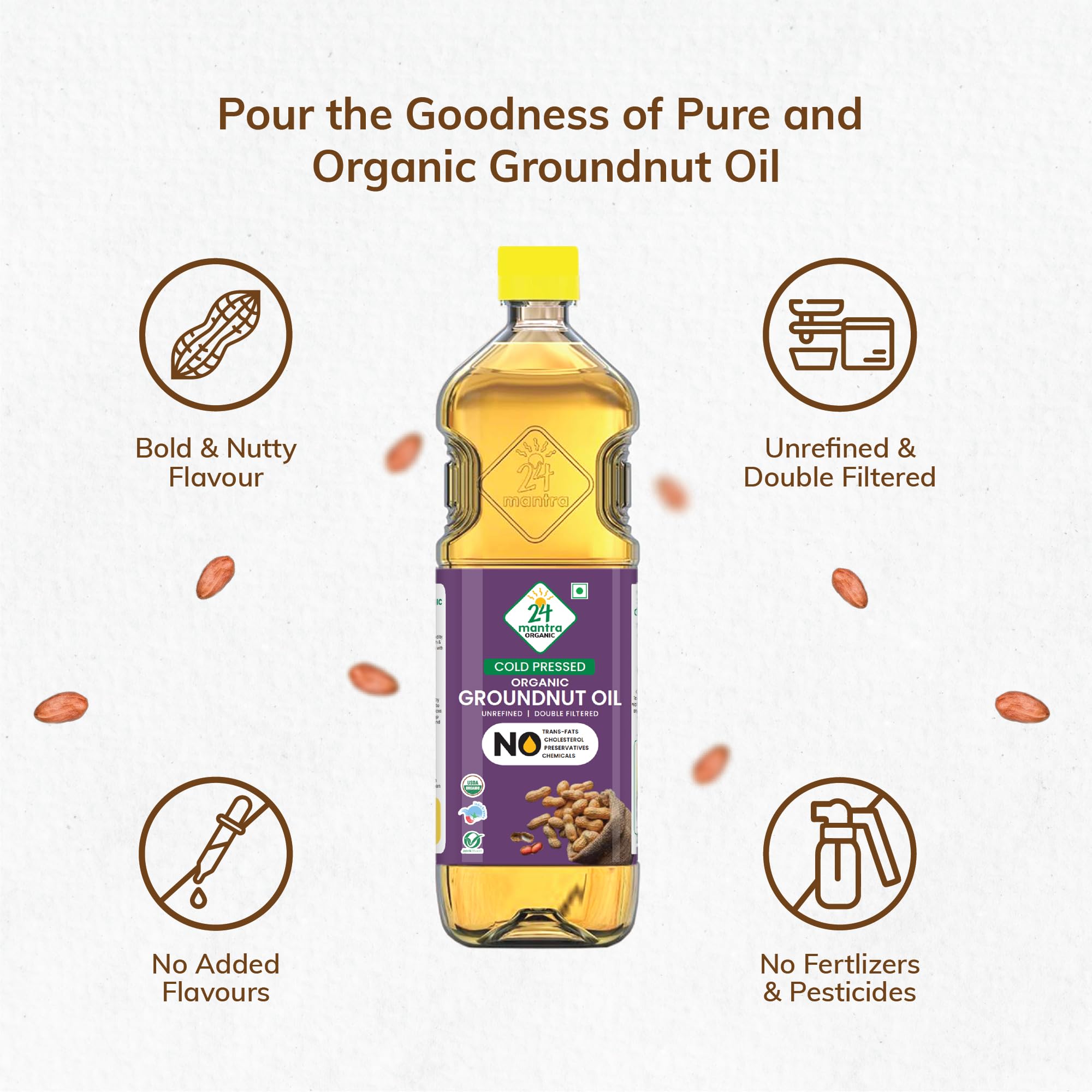 24 Mantra Organic Unrefined Groundnut Oil/Moongphali ka Tel- 1 L – view 6