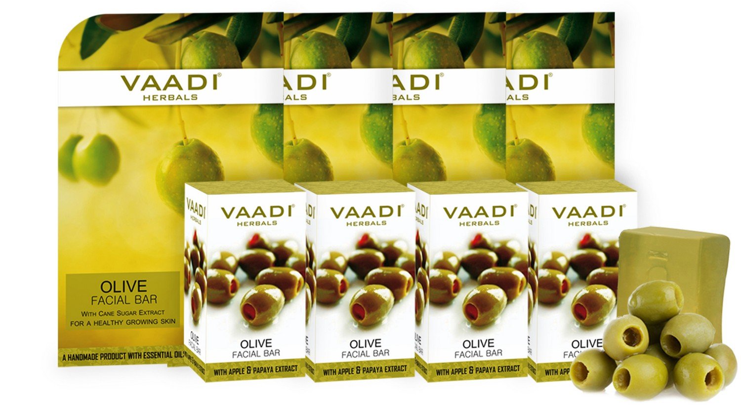 Vaadi Herbals Value Olive Facial Bars with Cane Sugar Extract, 25gm x 4 – view 2