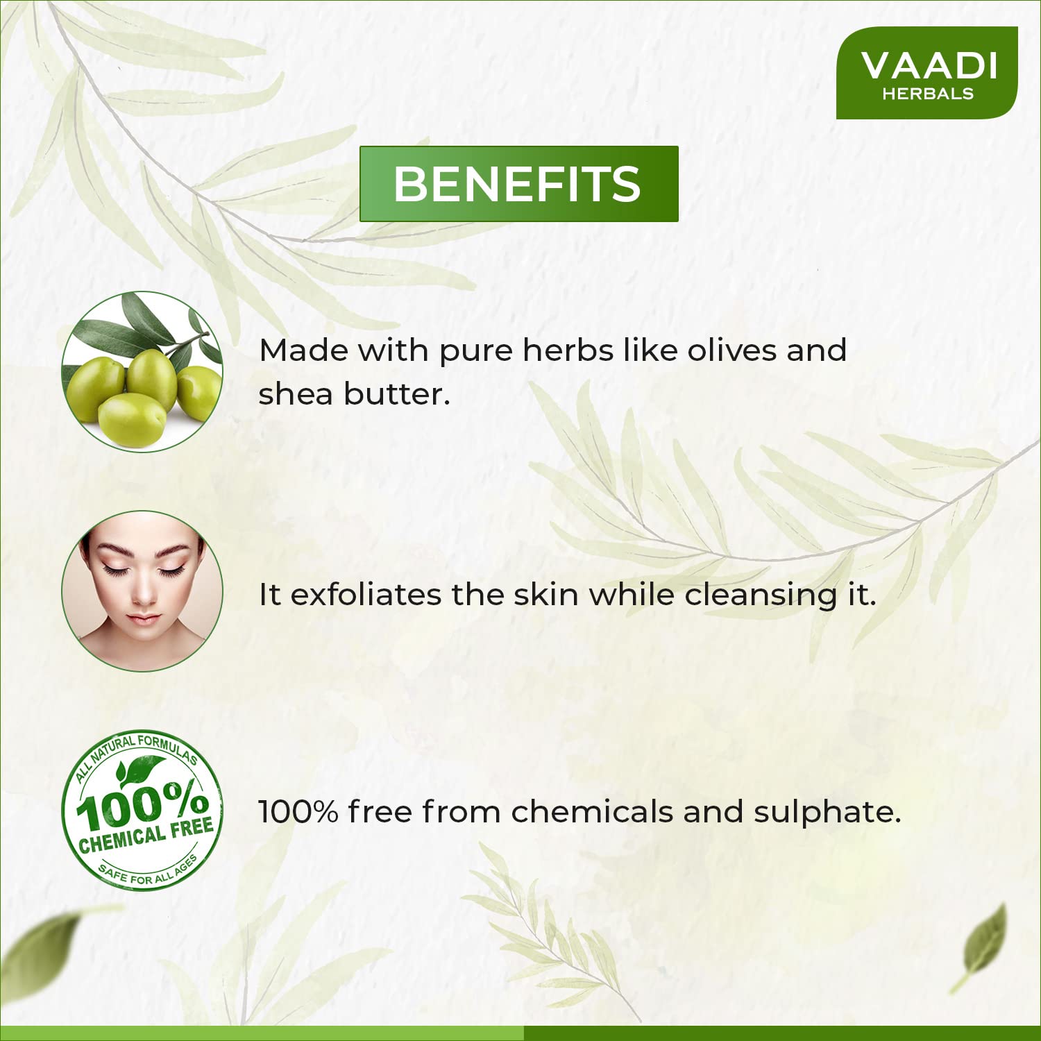 Vaadi Herbals Value Olive Facial Bars with Cane Sugar Extract, 25gm x 4 – view 5