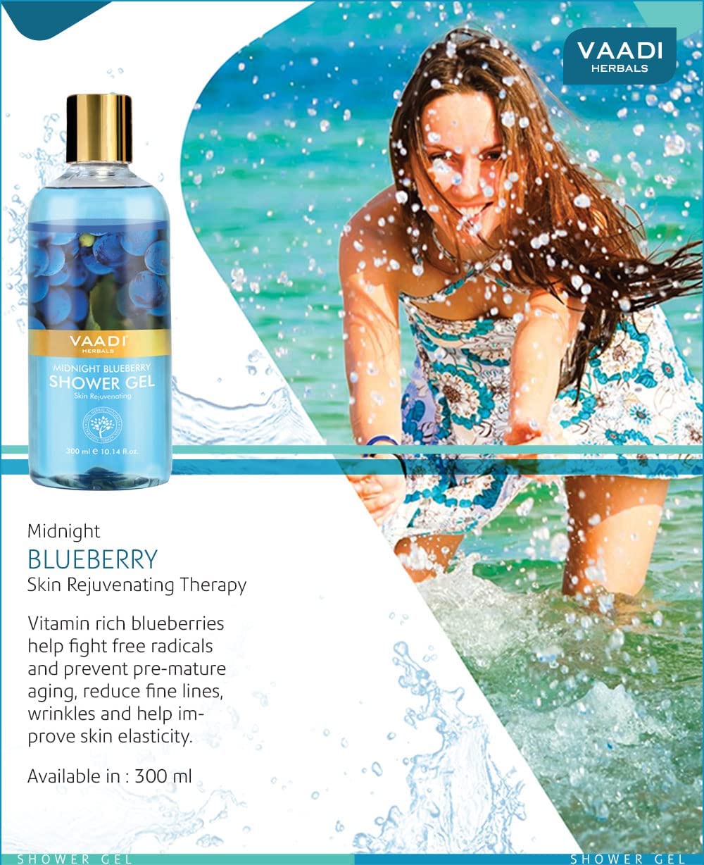 Vaadi Herbals Shower Gel, Midnight Blueberry, 300ml – view 6