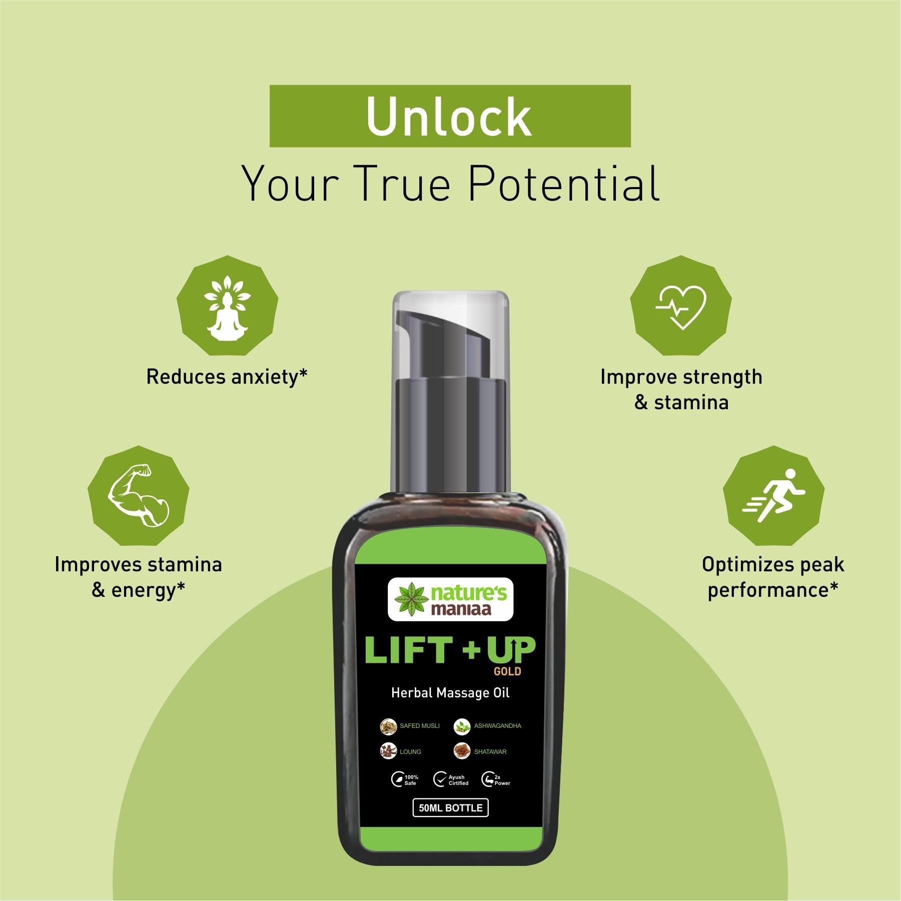 Nature's Maniaa Extra Lift-Up Massage Oil for Men - 50ml – view 5