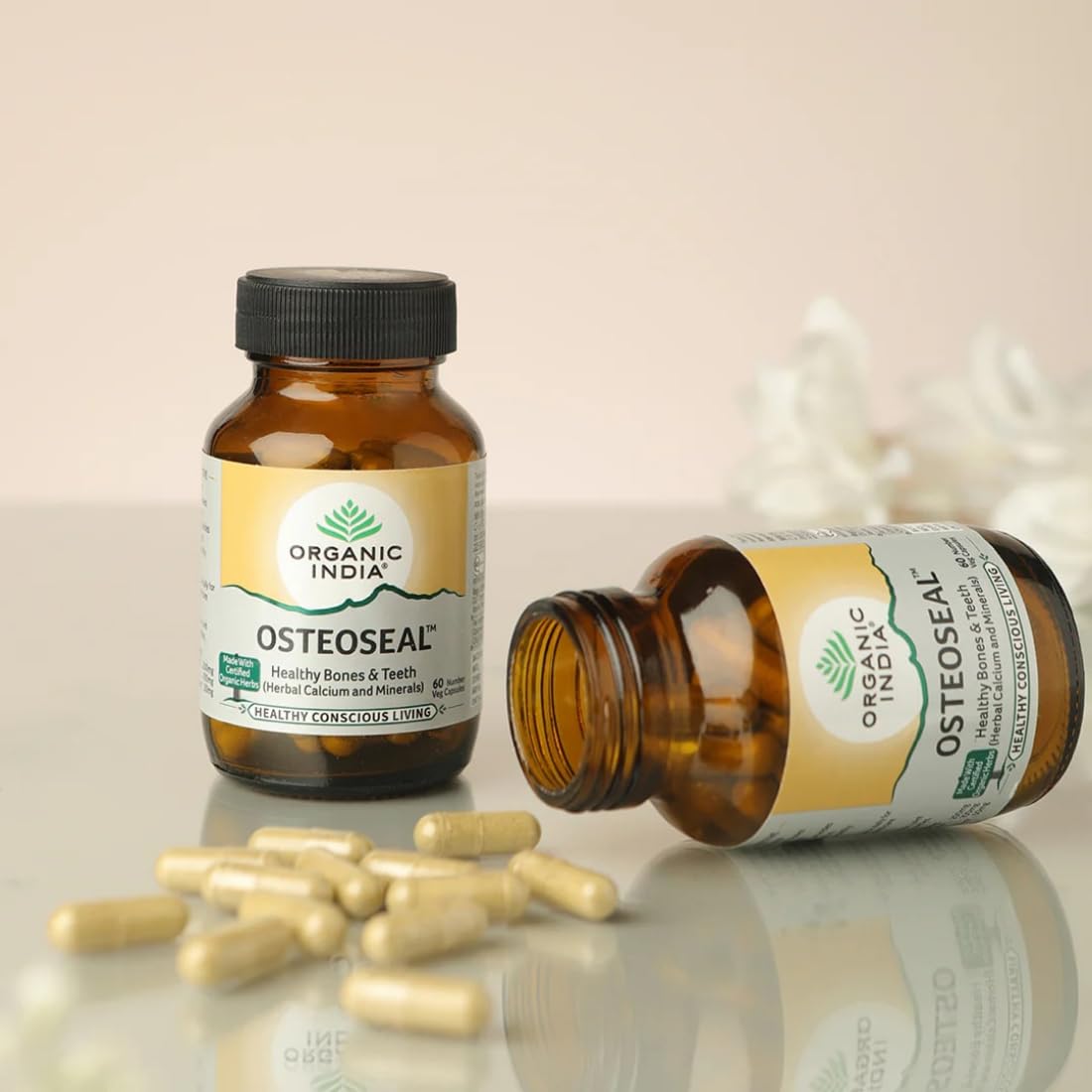 A TATA Product - Organic India Osteoseal 60 Capsule - 60 Veg Caps (Pack of 2), Bio-available Calcium, Phosphorus & Amino Acids, Helps Increase Bone Mineral Density, Healthy Bone & Teeth GMP & NPOP Certified Organic – view 3