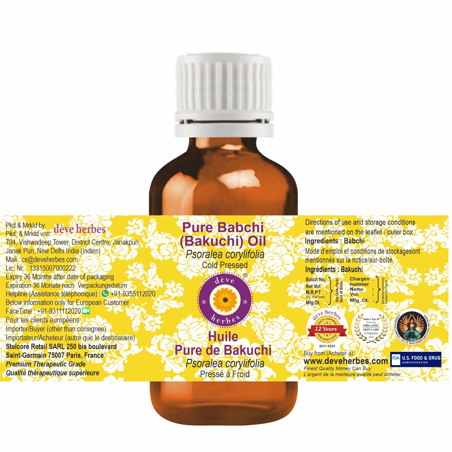 Deve Herbes Pure Babchi (Bakuchi) Oil (Psoralea corylifolia) – view 2
