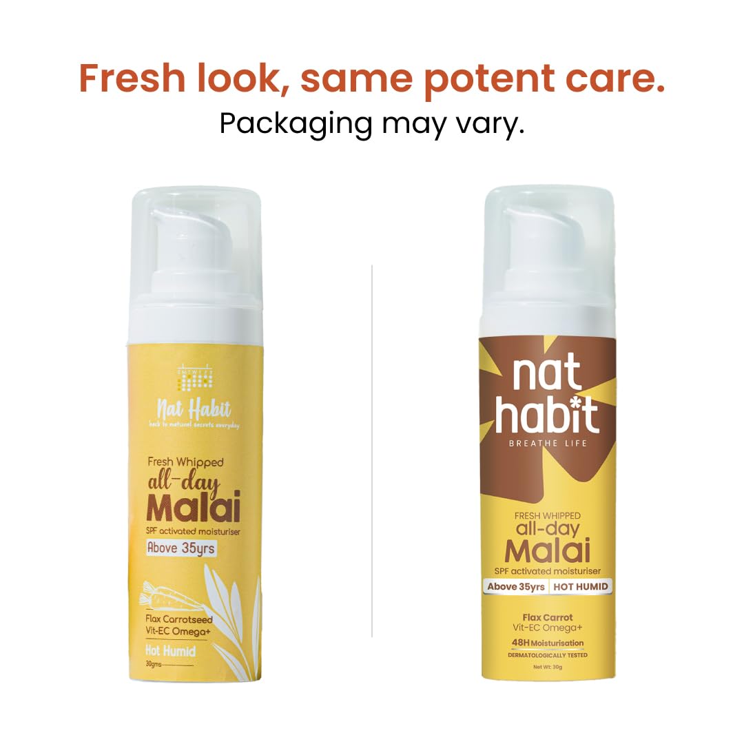 Nat Habit All Day Face Cream Fresh Whipped Flax Carrot Face Malai With Vitamins E, C & Omega+ For Hot Humid Weather Face Moisturization & Sun Protection (Ages 35+) - 30g – view 2