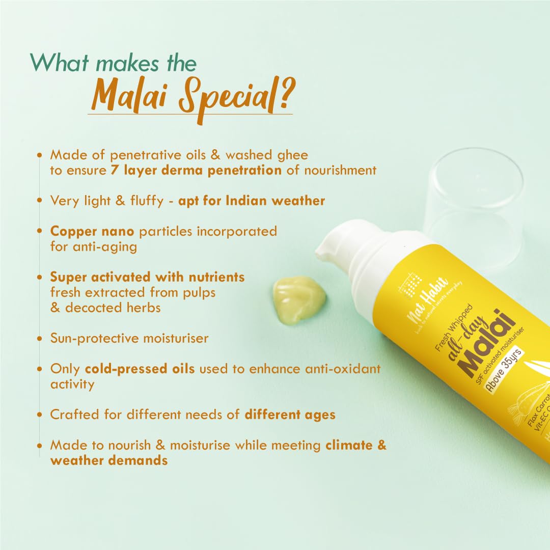 Nat Habit All Day Face Cream Fresh Whipped Flax Carrot Face Malai With Vitamins E, C & Omega+ For Hot Humid Weather Face Moisturization & Sun Protection (Ages 35+) - 30g – view 7